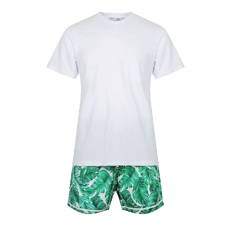 Unique matching outfits for mother and kid same suit-Men's Personalised Pyjama Set - Cotton Shirt with Hamptons Print Shorts