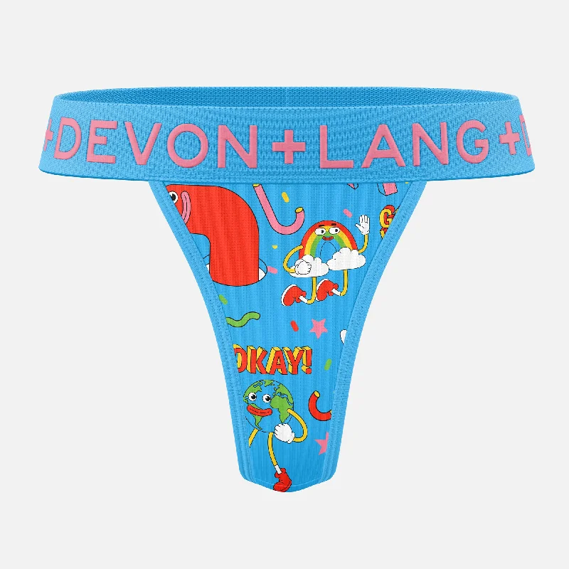 Women's seamless panties for all-day wear-Bria V-Thong - Cartoons