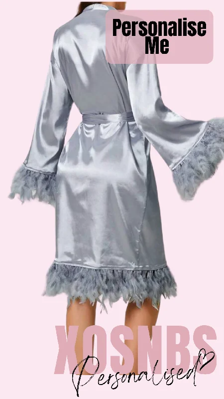 Cozy women's robes with warm fleece-Feather Satin Robe