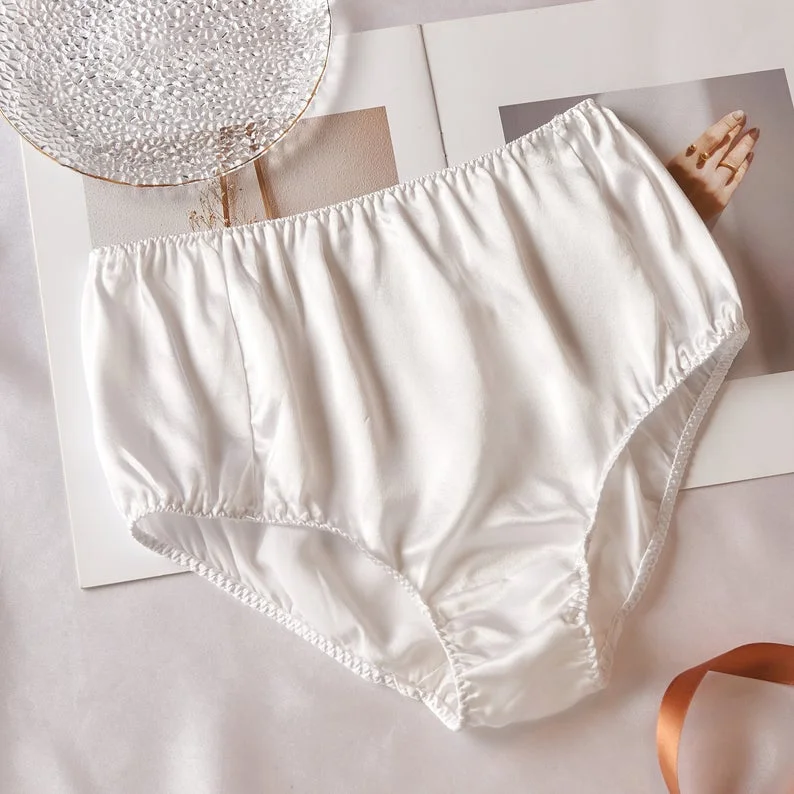 Women's panties with breathable cotton-Pearl White Pure Mulberry Silk French Cut Panties | High Waist | 22 Momme | Float Collection Women's panties with breathable cotton-Pearl White Pure Mulberry Silk French Cut Panties | High Waist | 22 Momme | Float Collection