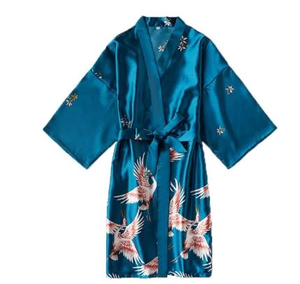Soft cotton robes for warmth and comfort-Fashion Satin Robe Female Bathrobe Sexy peignoir femme Silk Kimono Bride Dressing gown sleepwear Night Grow For Women