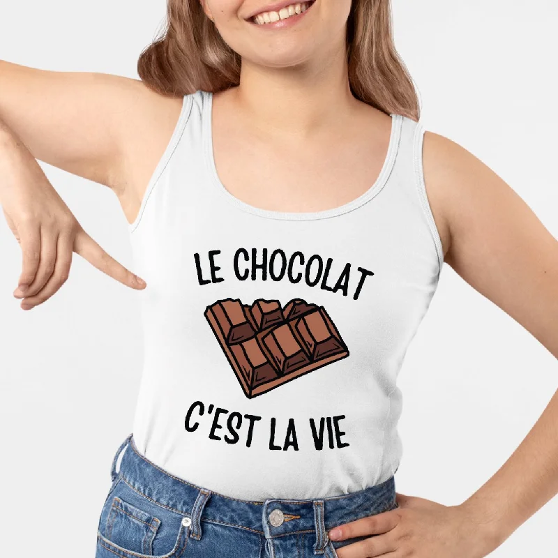 breathable tank tops for summer-Débardeur Femme Le chocolat c'est la vie