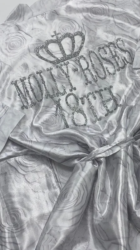 Soft women's robes with velvet texture for warmth-Personalised Robe | Floral | More Colours Available