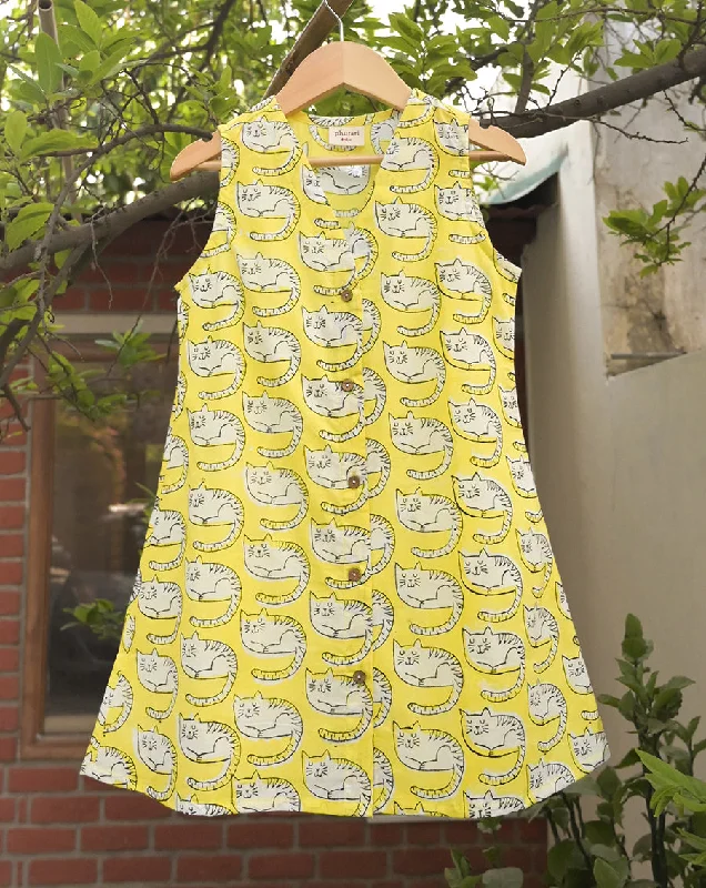 Comfortable matching mother and kid same suit for every day-Meow Original Cotton Dress for Girls