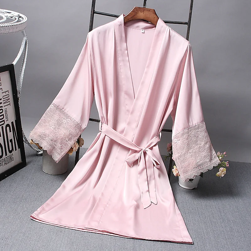 Cozy robes with soft texture for women-Bridesmaid Elegant Satin Robe