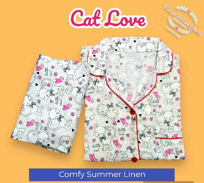 Fashionable mother and kid same suit for daily outings-Cat Love