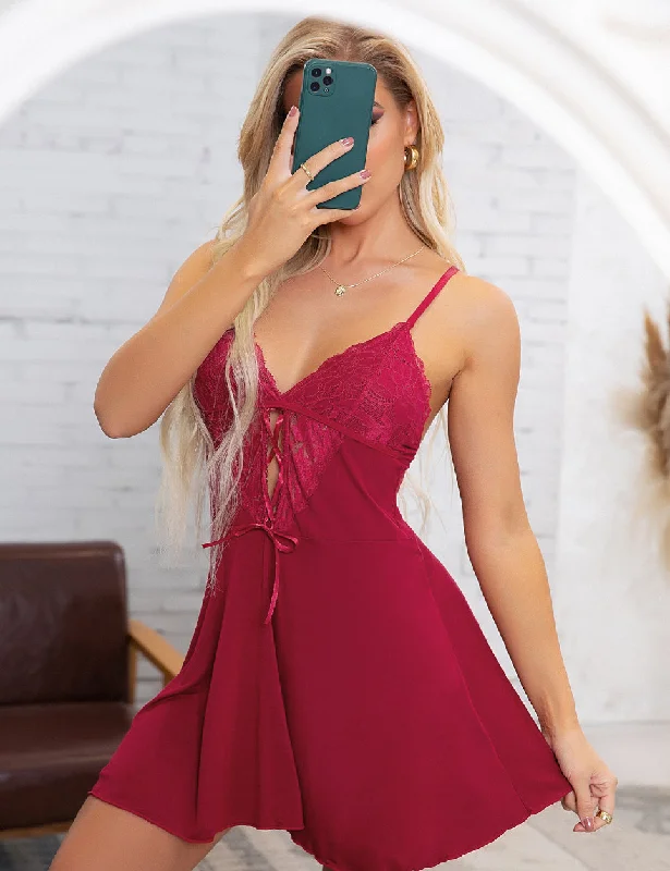 Soft women's sexy nightwear for ultimate comfort-Babydoll Soft lace Nightgown