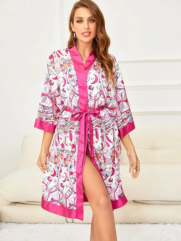 Women's robes with elegant trim-Robe de Chambre en Satin pour Femme "Flocon Enchanté"