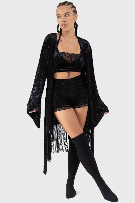Soft women's pajama sets-Burnt Obsidian Robe