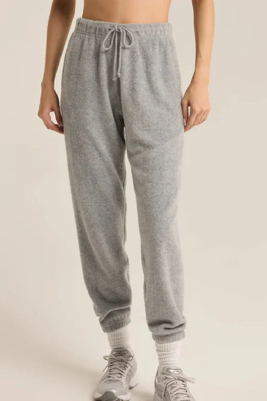 Luxury pajama sets with matching tops and pants-Z Supply: Unwind Reverse Fleece Jogger in Classic Heather Grey