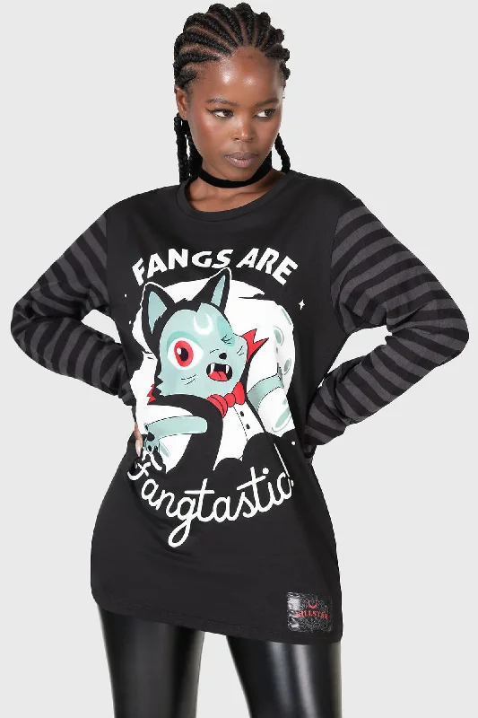 Classic pajama sets for women-Fangtasy Stripe Sleeve Top