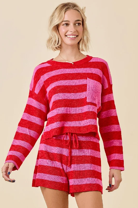 Comfortable pajama sets for bedtime-Valentines Set in Stripes