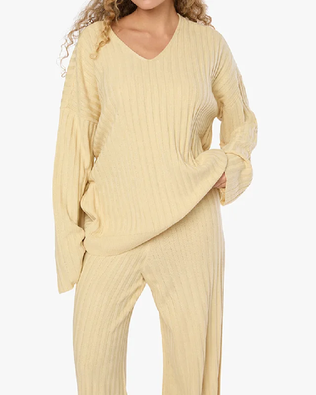 Women's pajama sets for perfect sleep fit-Oversized V Neck Sweater