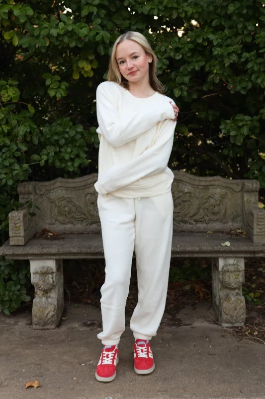 Cute pajama sets for a relaxing evening-Z Supply: Unwind REverse fleece Jogger in Sea Salt