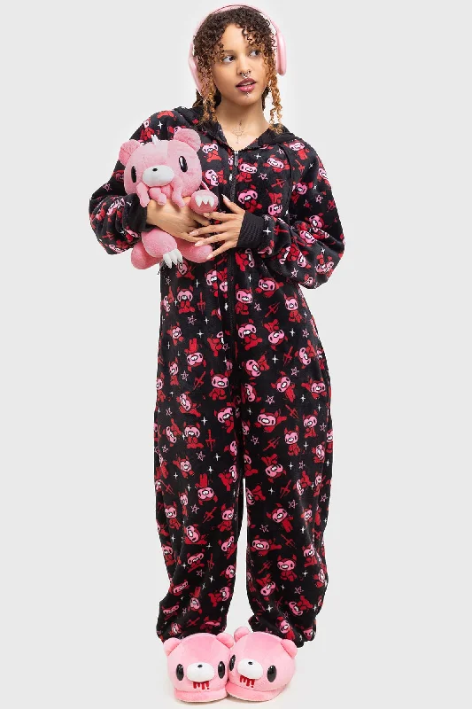 Elegant pajama sets for peaceful sleep-Gloomy Horns Fleece Onesie