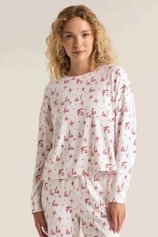 Women's pajama sets for all-night wear-Z Supply: Fa La La Top in White