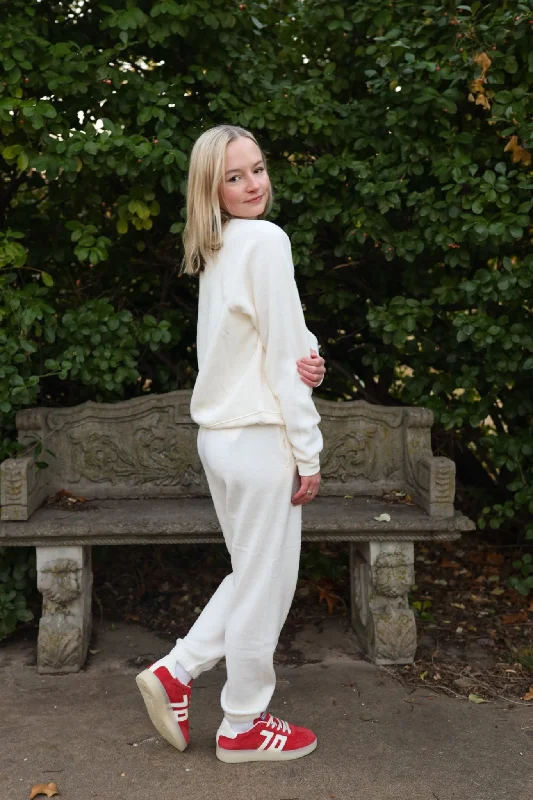 Women's pajama sets for sleeping in luxury-Z Supply: Saldana Reverse Fleece Top in Sea Salt