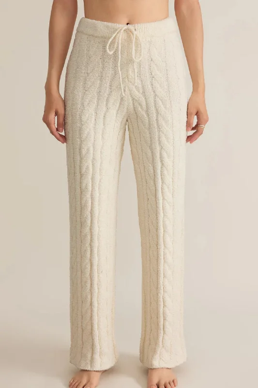 Pajama sets for women with modern style-Z Supply: Paige Cable Knit Pant in Sea Salt