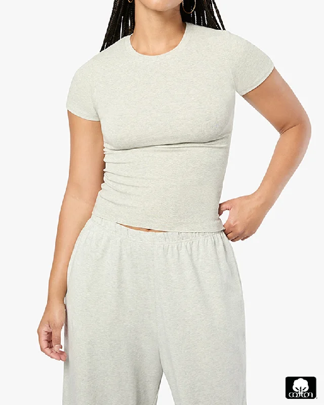 Women's pajama sets for comfortable bedtime-Fitted Crew Neck Top