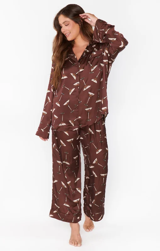Soft cotton pajama sets for cozy wear-Classic PJ Set ~ Espresso Martini Silky