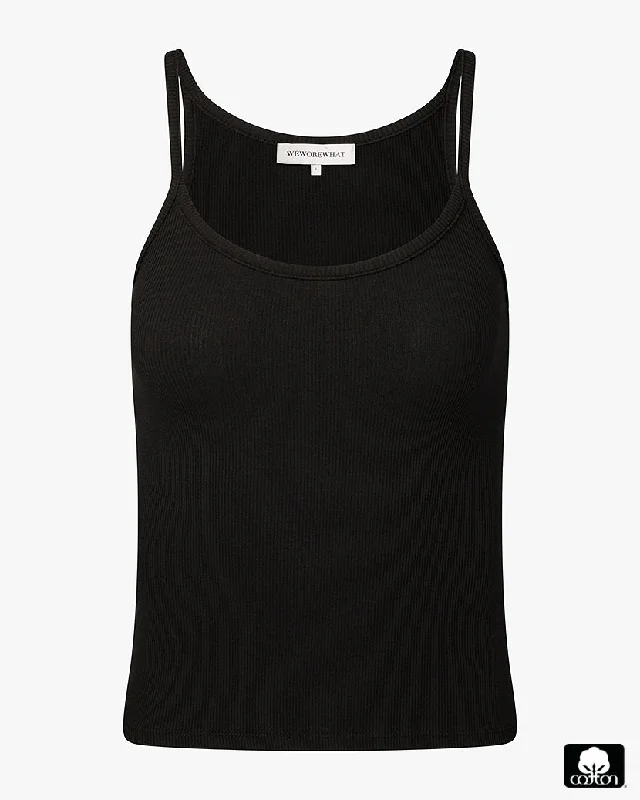 Women's cozy pajama sets for comfort-Scooped Ribbed Tank Top