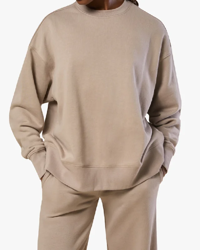 Pajama sets for women with short sleeves-Oversized Crewneck Sweatshirt