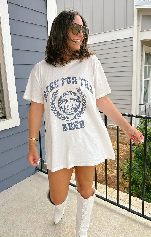 Women's pajama sets for stress-free sleep-Thomas Tee ~ Here For Beer Graphic