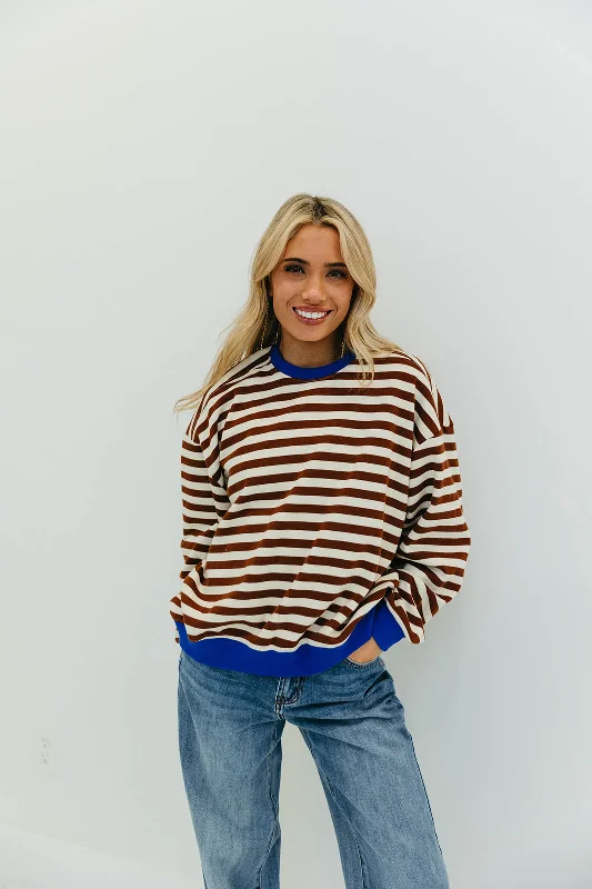 Women's pajama sets for every season-Hanleigh Stripe Top - Chocolate