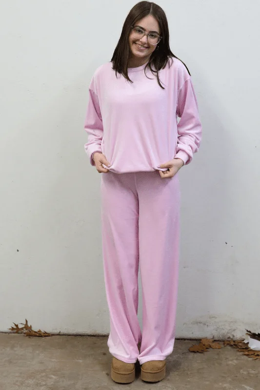 Women's pajama sets with fun prints-PJ Salvage: Spread Love Velour Long Sleeve in Lilac Snow