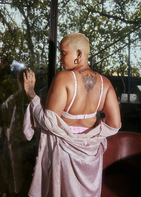 Sexy lingerie for sophisticated appeal-Adeline Blush Pink Satin Robe