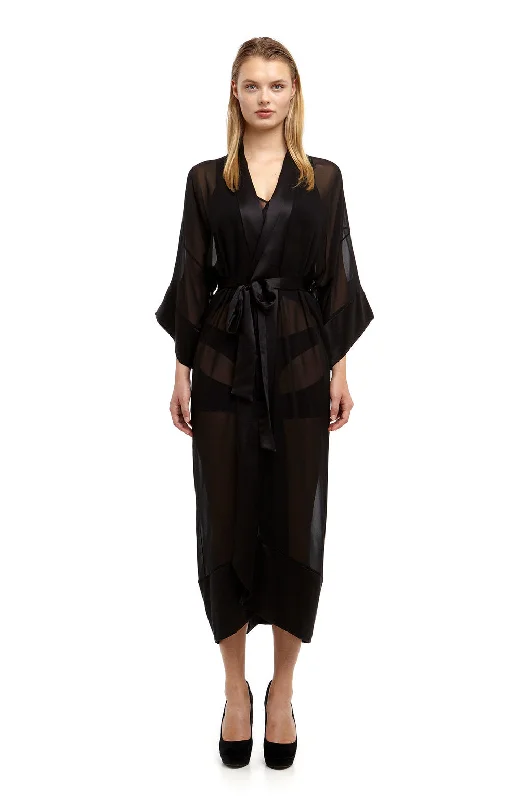Soft sleep tops for women for bedtime-1571 / Rada Kimono / Black