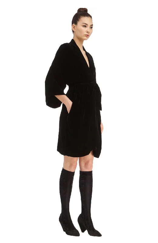 Cotton women's sleep tops with simple style-1664 Hishi Kimono / Velvet