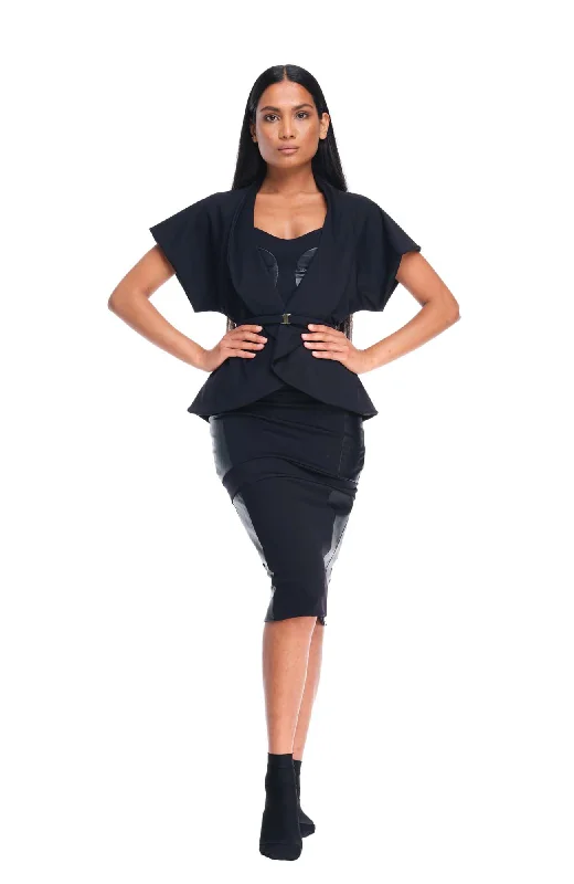 Trendy women's sleep tops for luxurious bedtime-1740 / La Muse Short Sleeve Jacket / Black