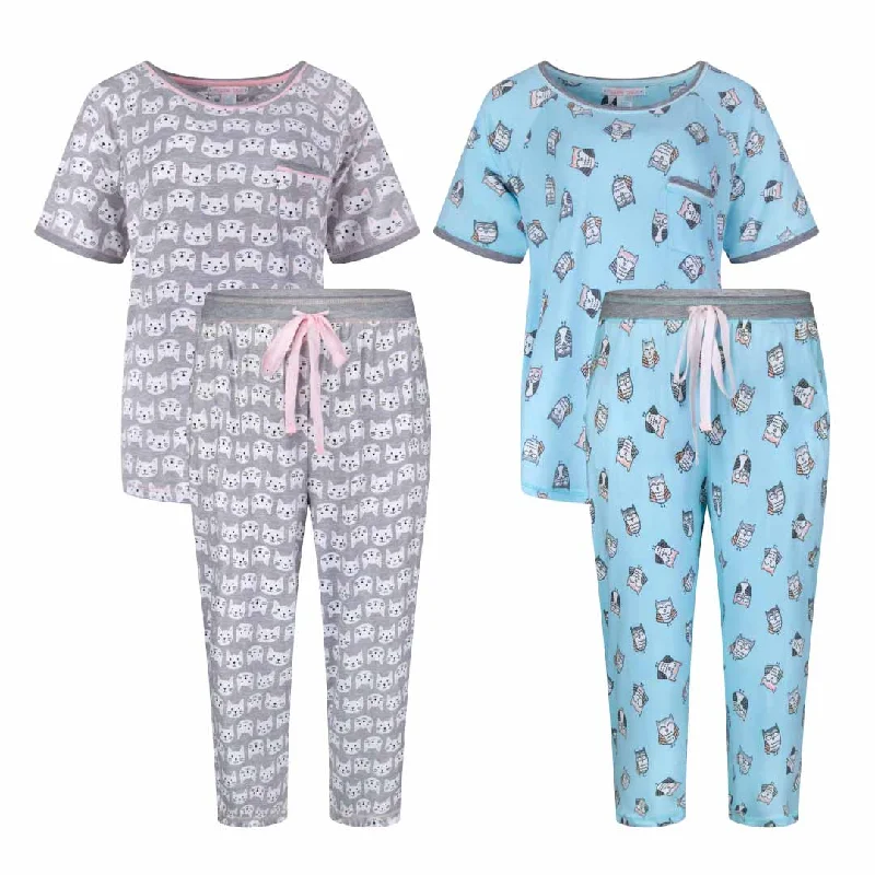 Women's sleep tops for a cool, comfortable night-2 Pack Polysuede Yummy Butter Soft Capri Set Women's sleep tops for a cool, comfortable night-2 Pack Polysuede Yummy Butter Soft Capri Set