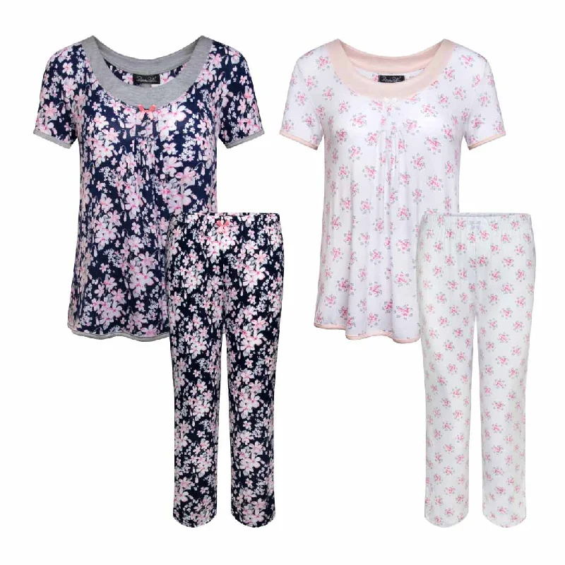 Trendy women's sleep tops for relaxation-2 Pack Rayon Spandex Capri Set