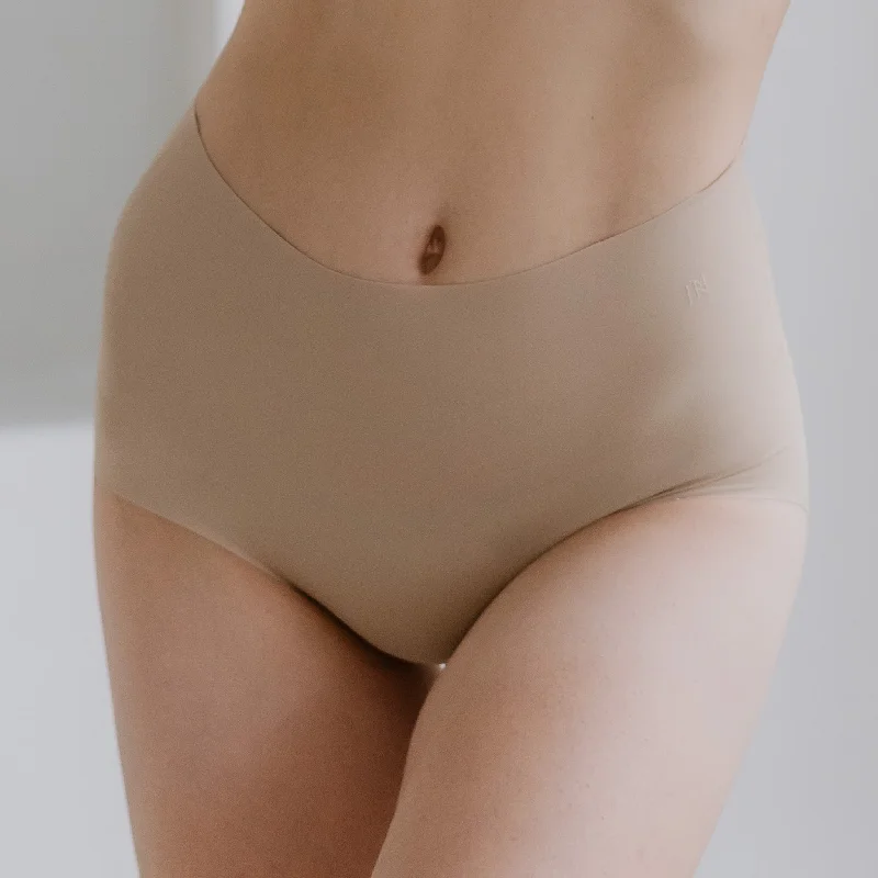 High-cut panties for slender legs-247 No-Wedgie High-rise Cheekie in Almond Nude