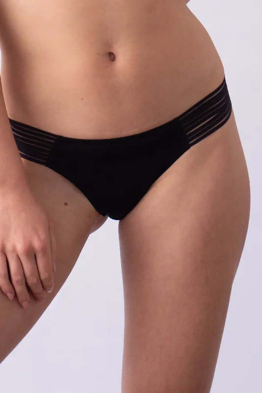 Women's panties with seamless edges for invisible wear-AMBITION BLACK BRAZILLIAN BRIEF
