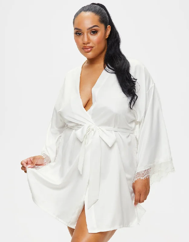 Women's sleep tops with adjustable fit-Ann Summers Cherryann Sustainable Robe Ivory