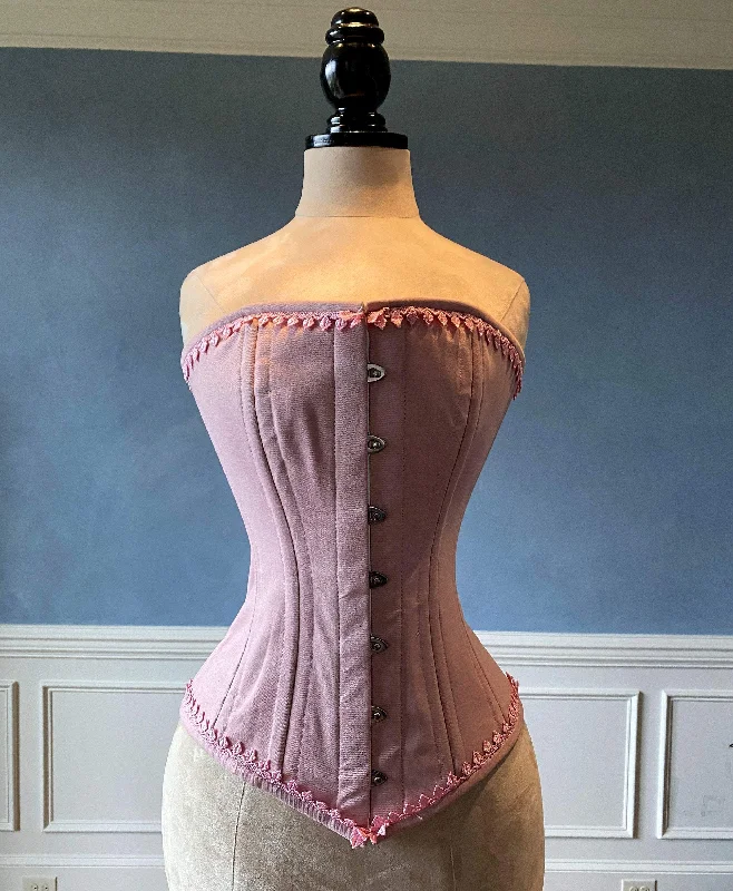 Bustiers and corsets for shaping and support-Authentic cotton corset: vintage pink cotton overbust corset