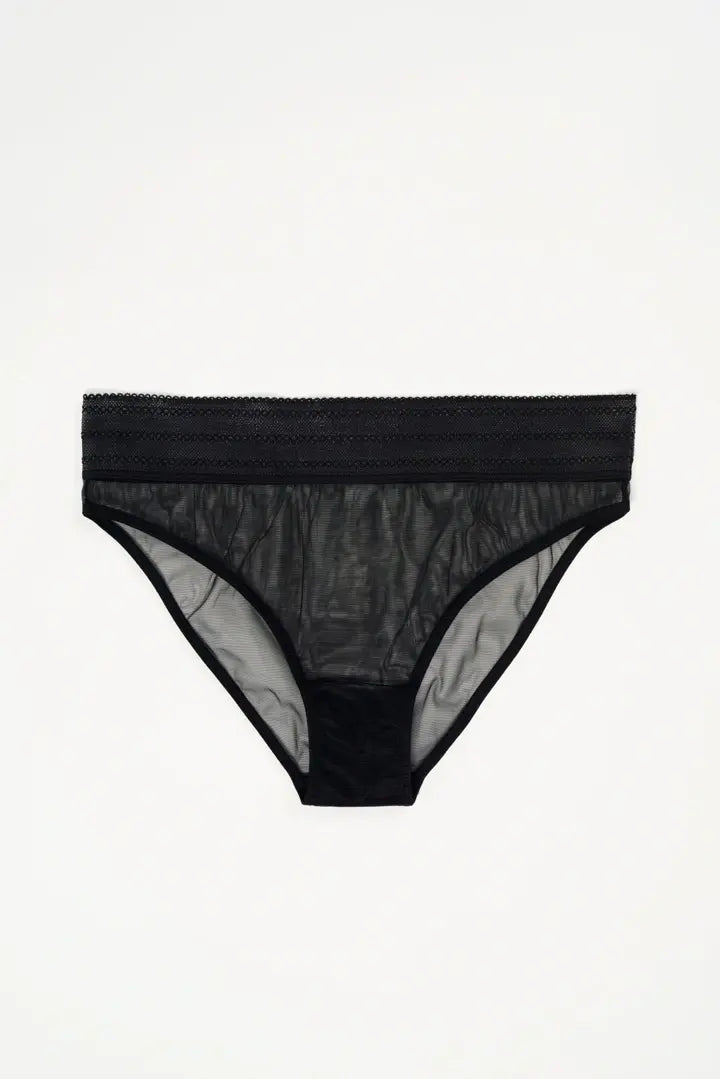 Women's panties for all-day wear with stretch fabric-Else Lingerie Bare Wide Waistband Seamless Sheer Mesh Brief | Black Women's panties for all-day wear with stretch fabric-Else Lingerie Bare Wide Waistband Seamless Sheer Mesh Brief | Black