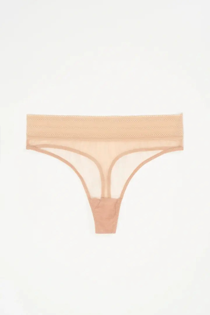 Women's panties with full rear coverage for comfort-Else Lingerie Bare Wide Waistband Sheer Mesh Thong | Powder/Nude Women's panties with full rear coverage for comfort-Else Lingerie Bare Wide Waistband Sheer Mesh Thong | Powder/Nude