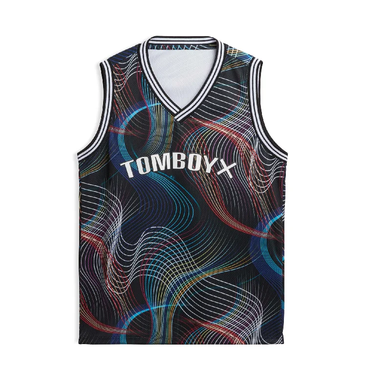 Soft cotton women's sleep tops for chilly nights-Basketball Jersey - Laser Show