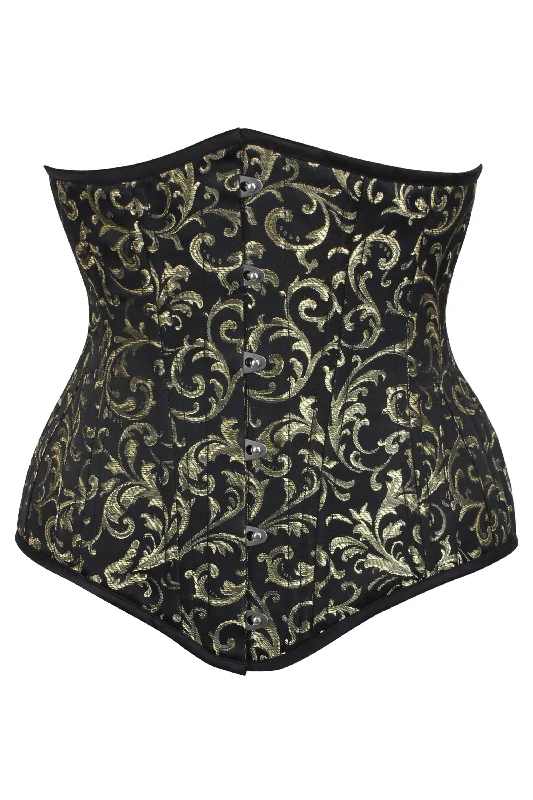 Bustiers and corsets with breathable fabric-Beautiful Gold Waist Training Underbust Corset- Longline