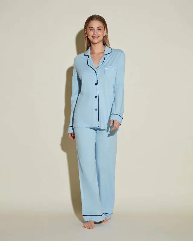 Cozy women's sleep tops for fall nights-Long Sleeve Top & Pant Pajama Set