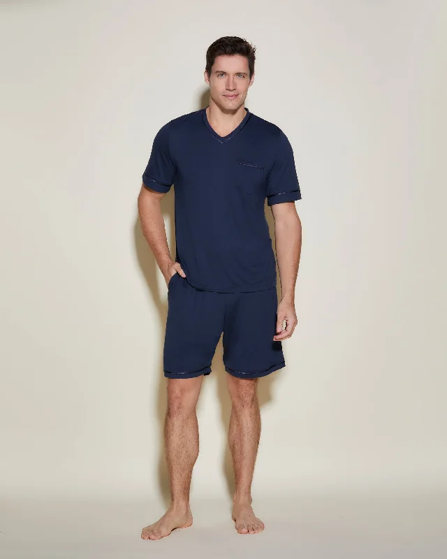 Elegant women's sleep tops with comfortable material-Men's Short Sleeve Top & Shorts Pajama Set Elegant women's sleep tops with comfortable material-Men's Short Sleeve Top & Shorts Pajama Set