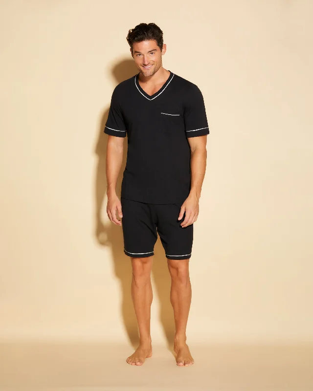 Elegant sleep tops for women for evening wear-Men's Short Sleeve Top & Shorts Pajama Set