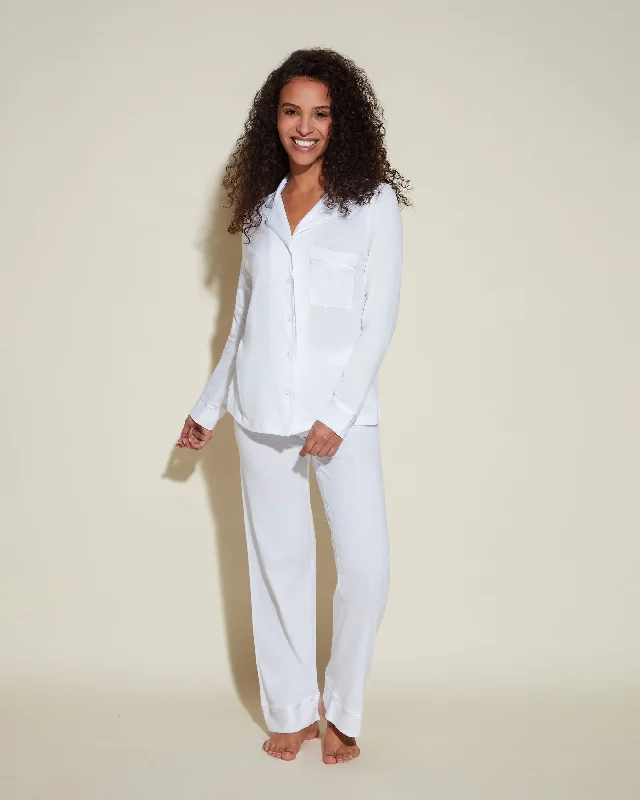 Trendy women's sleep tops with fun patterns-Petite Long Sleeve Top & Pant Pajama Set