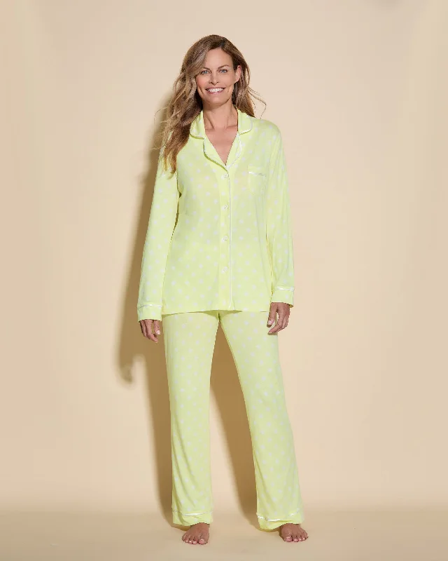 Women's sleep tops with cozy fleece material-Long Sleeve Top & Pant Pajama Set