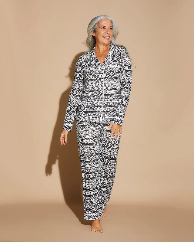 Women's sleep tops for a restful night-Long Sleeve Top & Pant Pajama Set