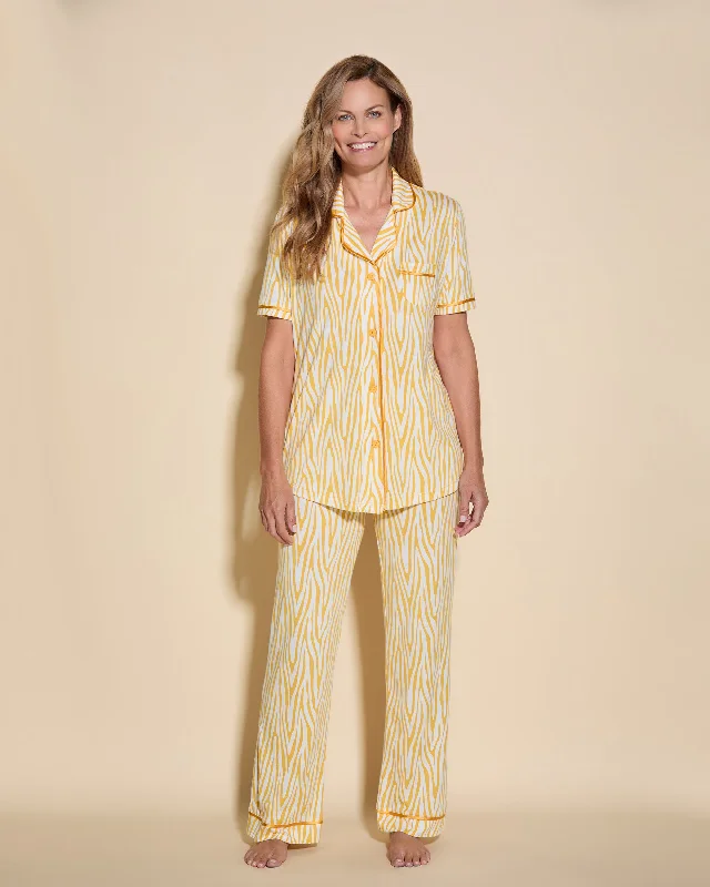 Women's sleep tops with stylish designs-Short Sleeve Top & Pant Pajama Set